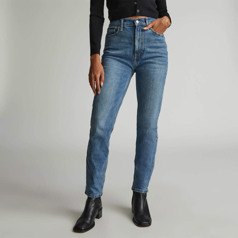 Everlane Women's Original Cheeky® Jean in Worn-In Mid Blue, Size 23